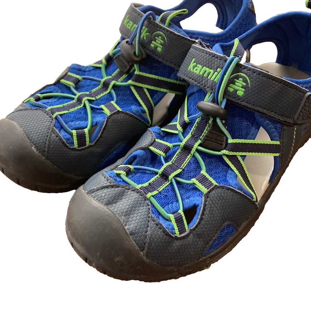 Kamik Electro Teal Water Sandal Aqua Waterproof Shoe Boys 7 Youth HK8036 EUC
